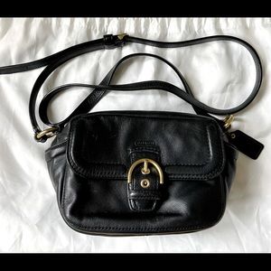 Coach black leather crossbody bag